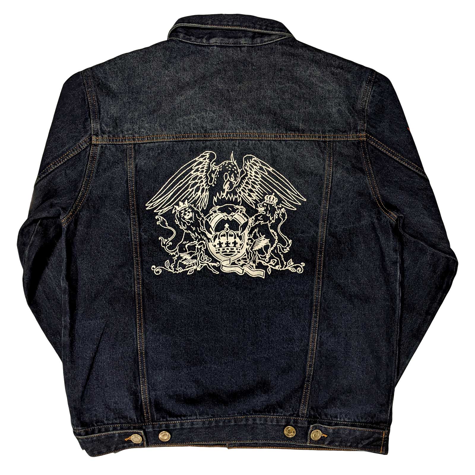 Image of Queen Unisex Denim Jacket - White Crest Rock Off