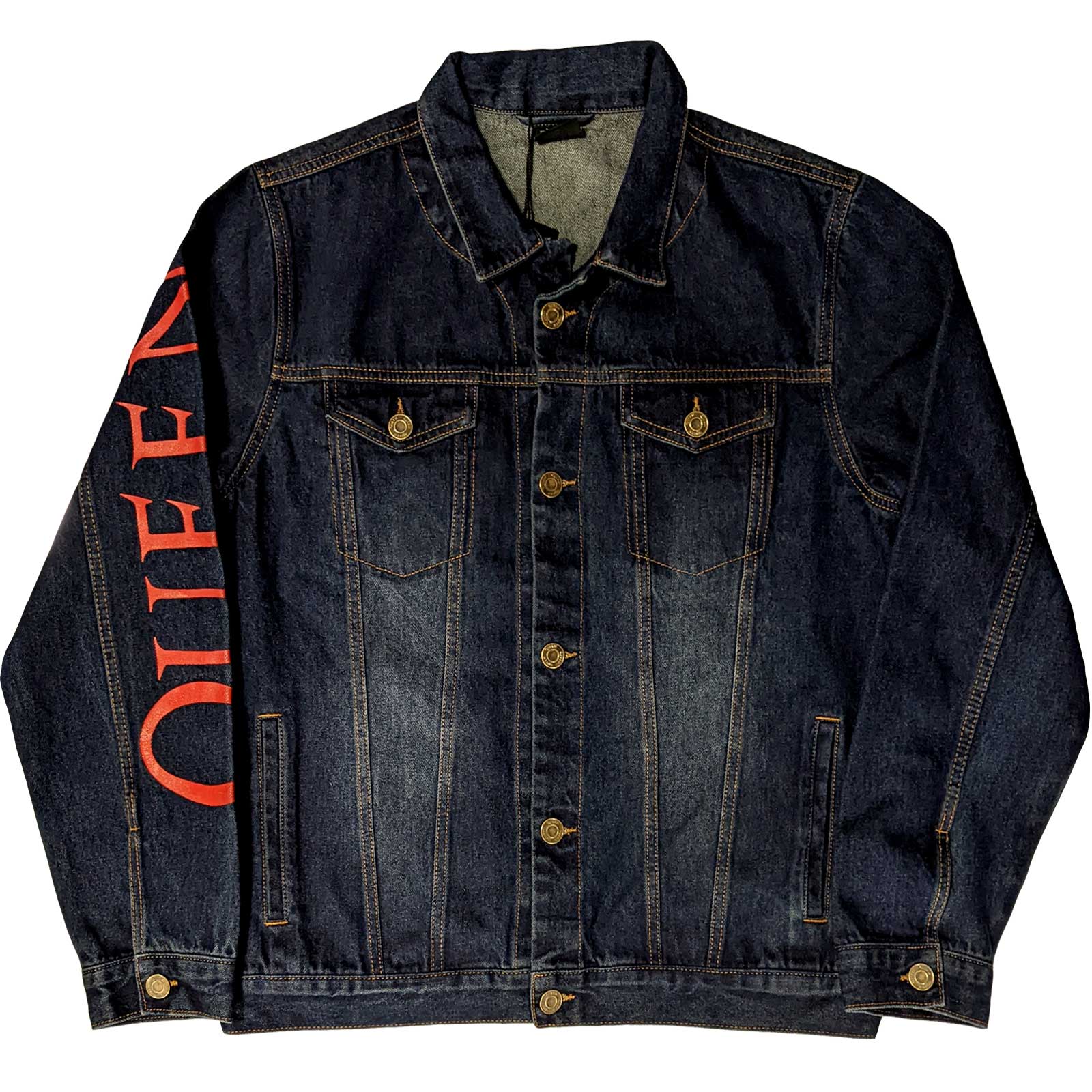 Image of Queen Unisex Denim Jacket - White Crest Rock Off