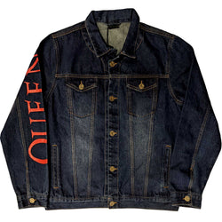 Image of Queen Unisex Denim Jacket - White Crest