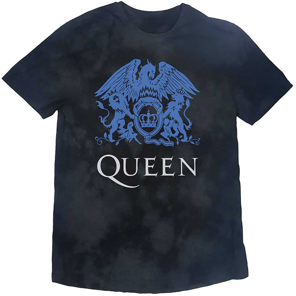 Image of Queen T-Shirt - Blue Royal Crest (Dip-Dye) Amplified