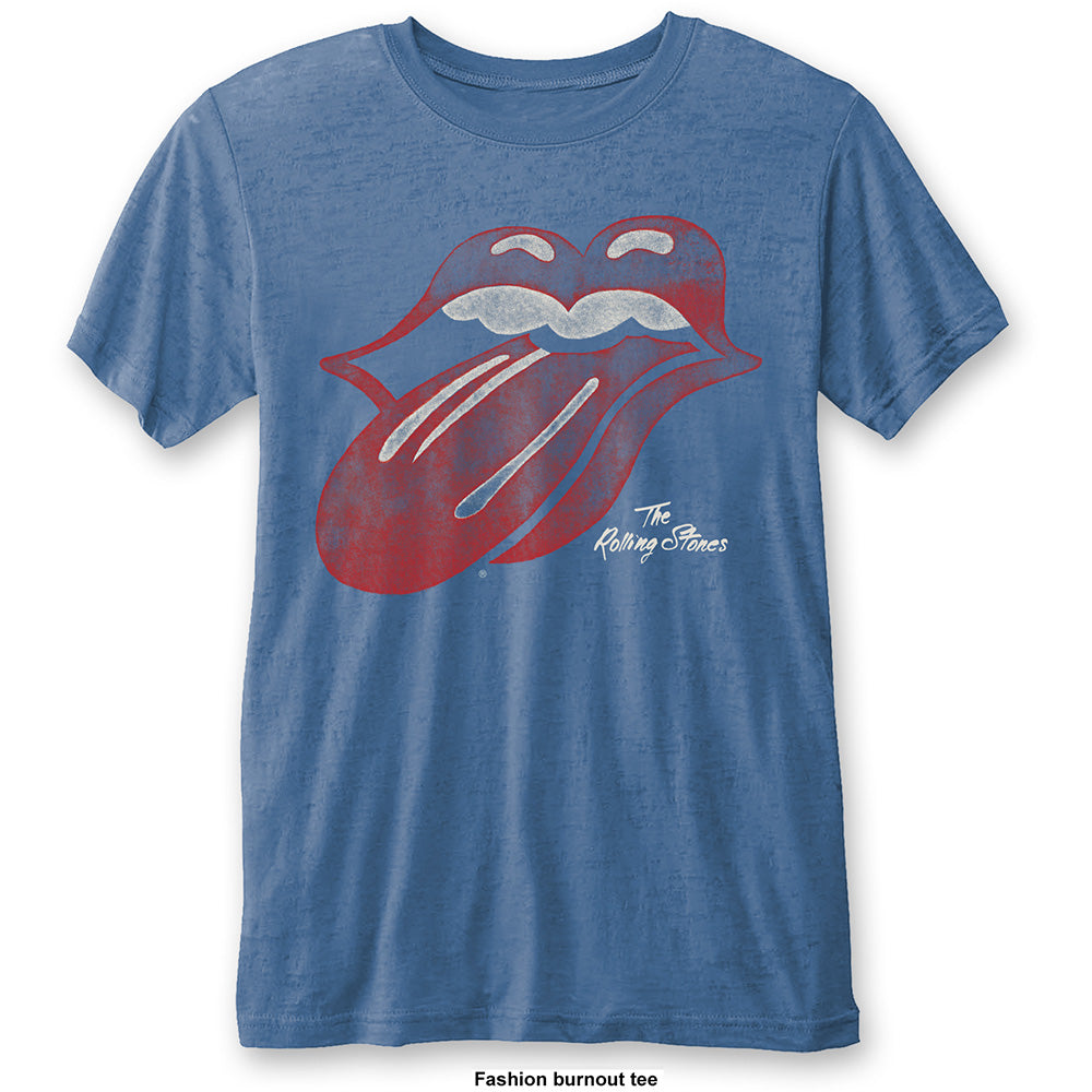 Image of The Rolling Stones T-shirt - Vintage Tongue, Burn Out Tee Rock Off