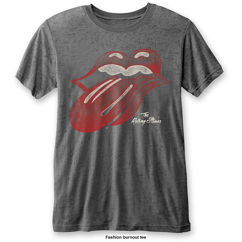 Image of The Rolling Stones T-shirt - Vintage Tongue, Burn Out Tee Rock Off