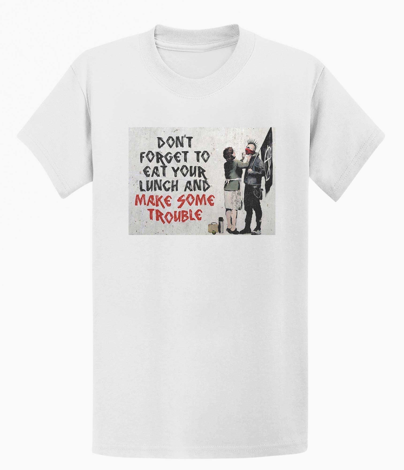Image of Banksy T-shirt - Make Trouble Banksy-Apparel