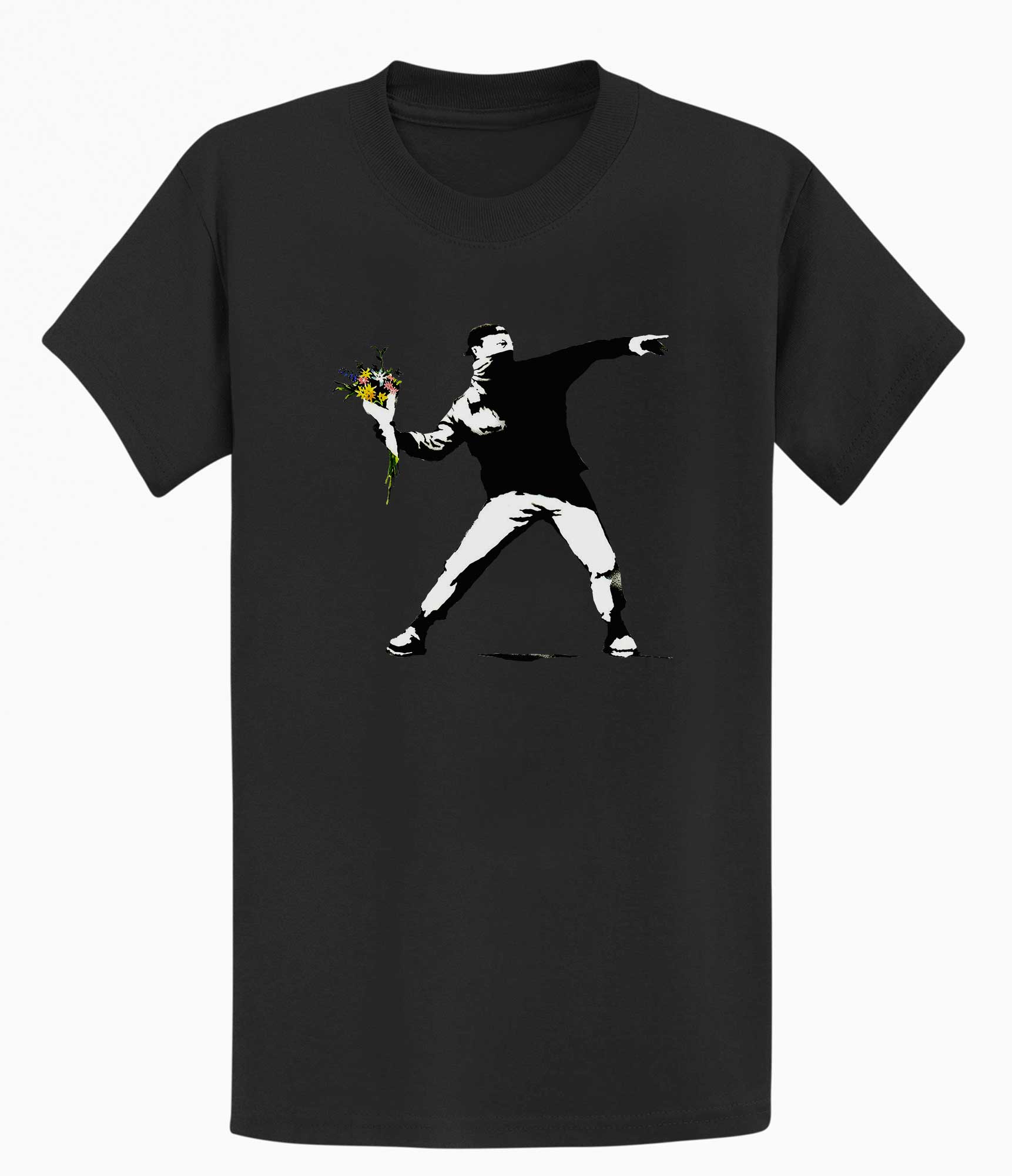 Image of Banksy Rage Flower Thrower T-shirt Banksy-Apparel