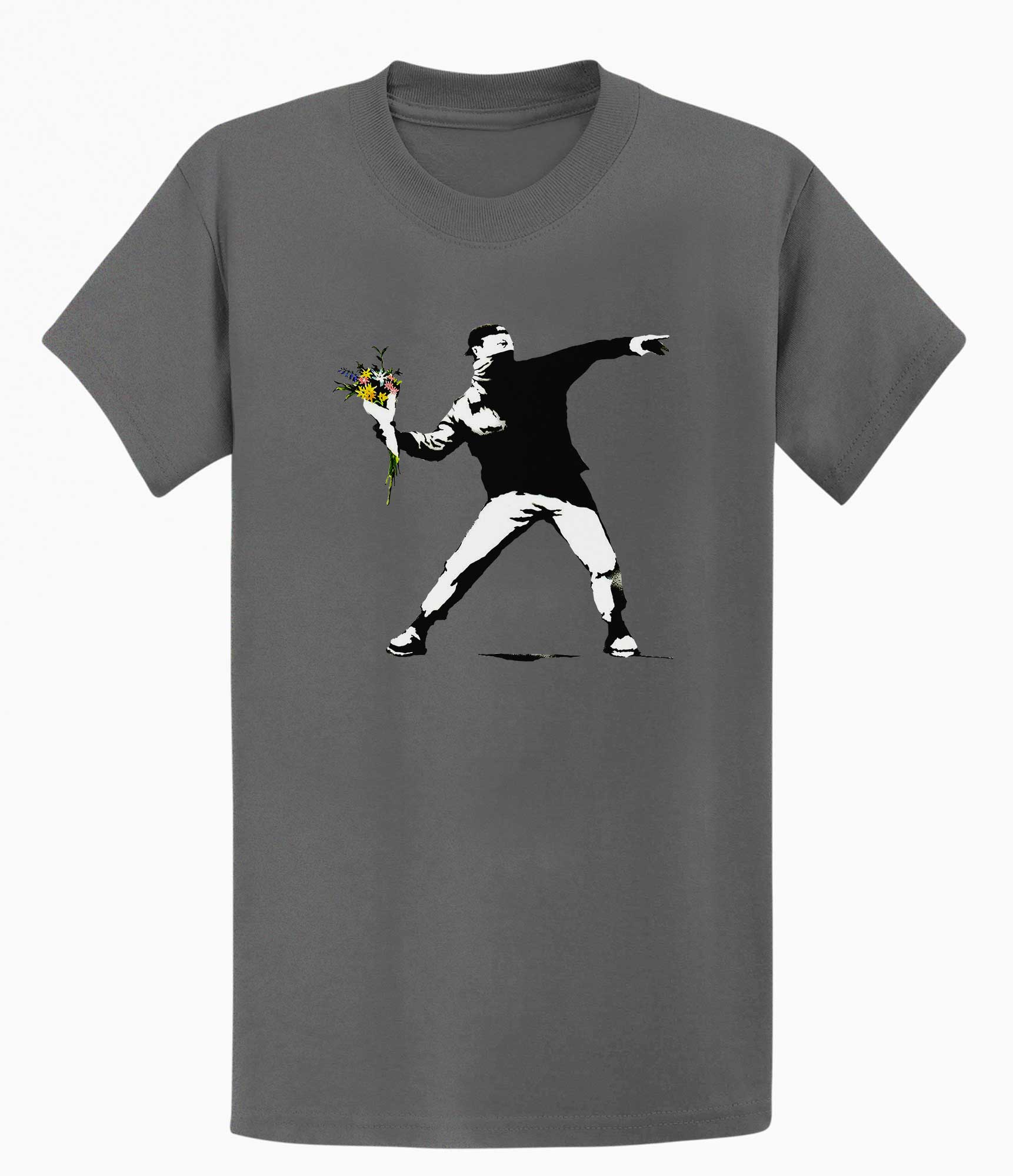 Image of Banksy Rage Flower Thrower T-shirt Banksy-Apparel