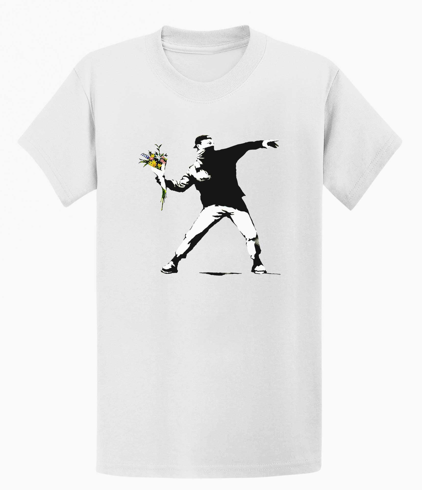 Image of Banksy Rage Flower Thrower T-shirt Banksy-Apparel