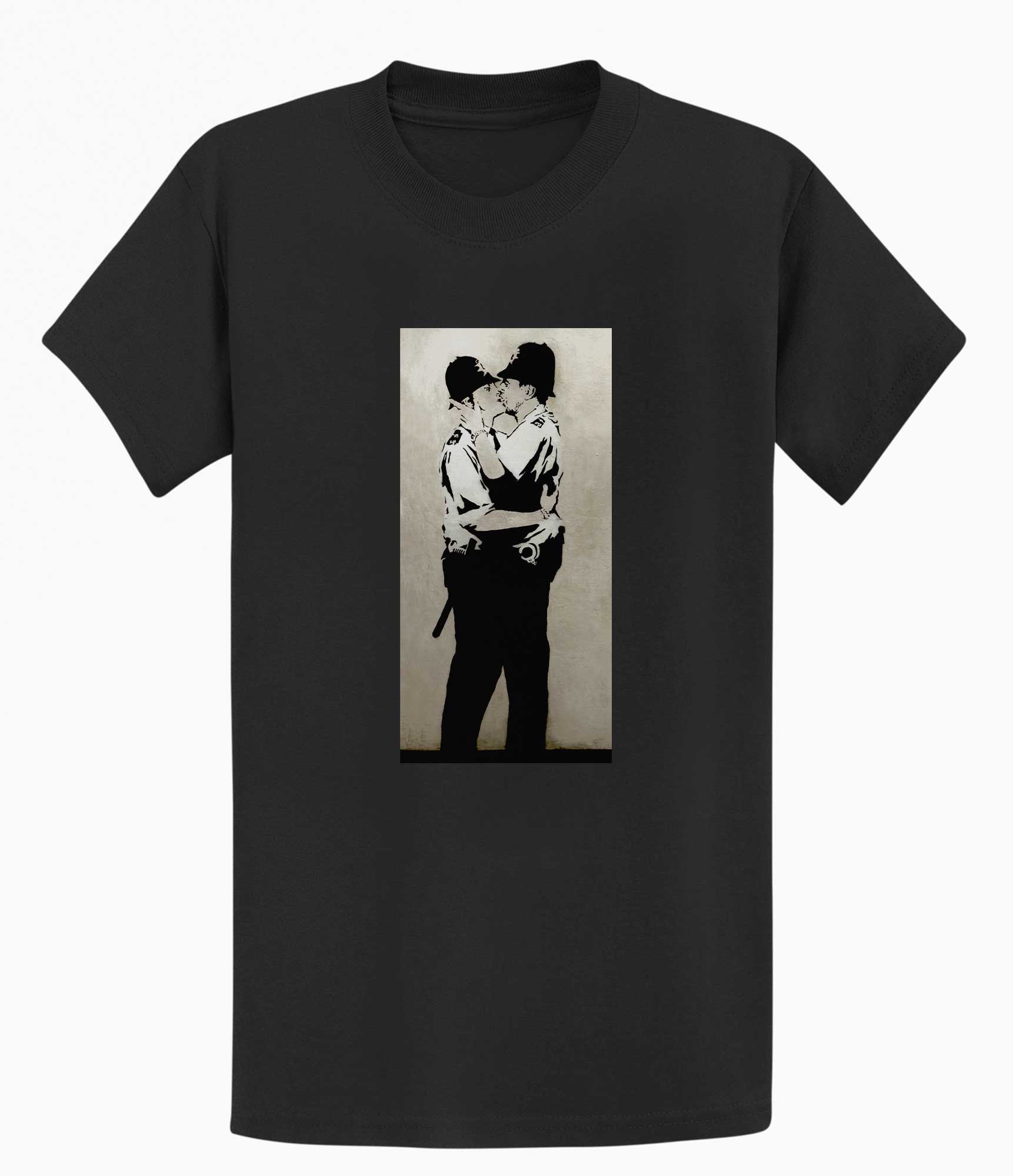 Image of Banksy T-shirt - Kissing Coppers Banksy-Apparel