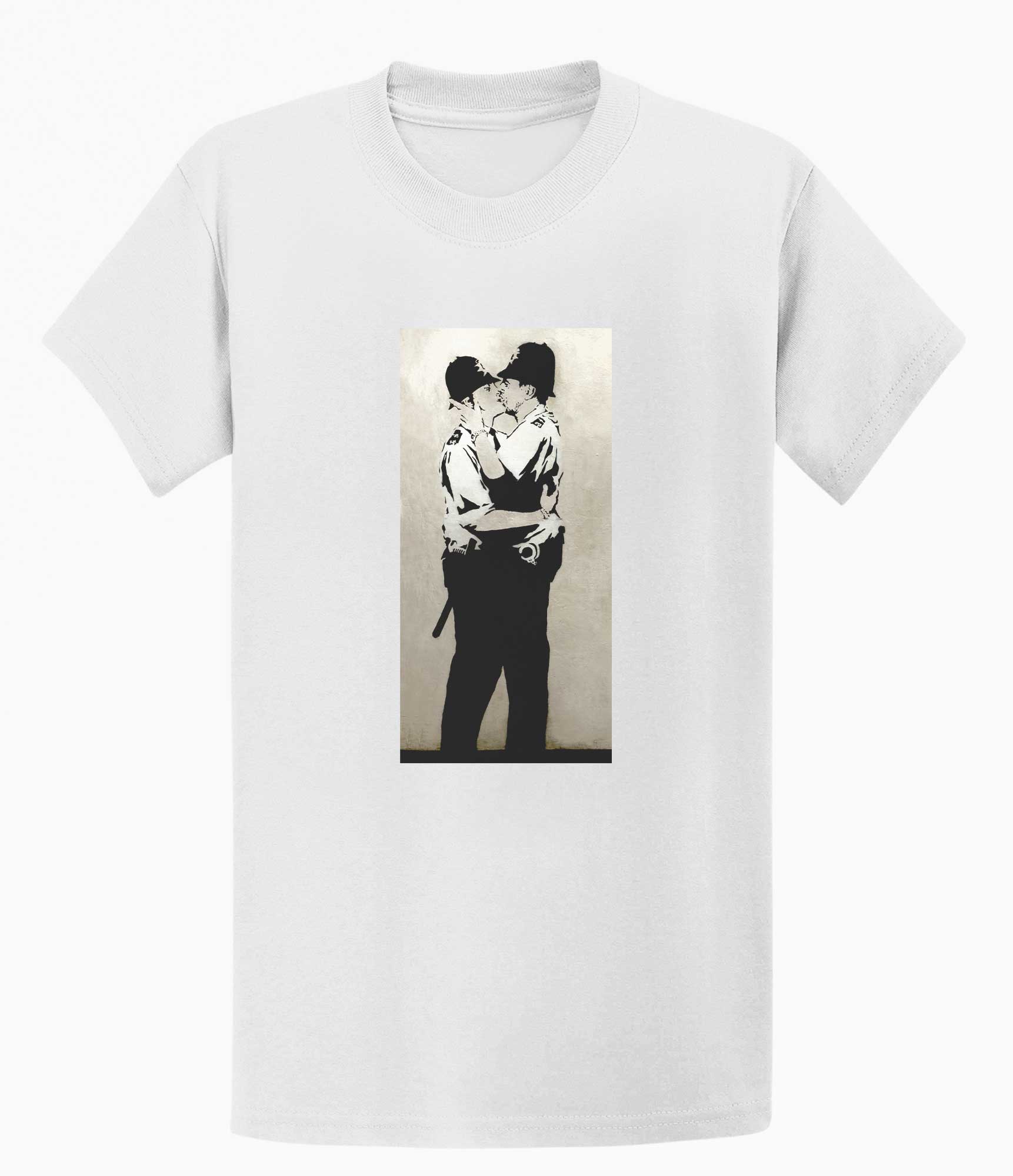 Image of Banksy T-shirt - Kissing Coppers Banksy-Apparel