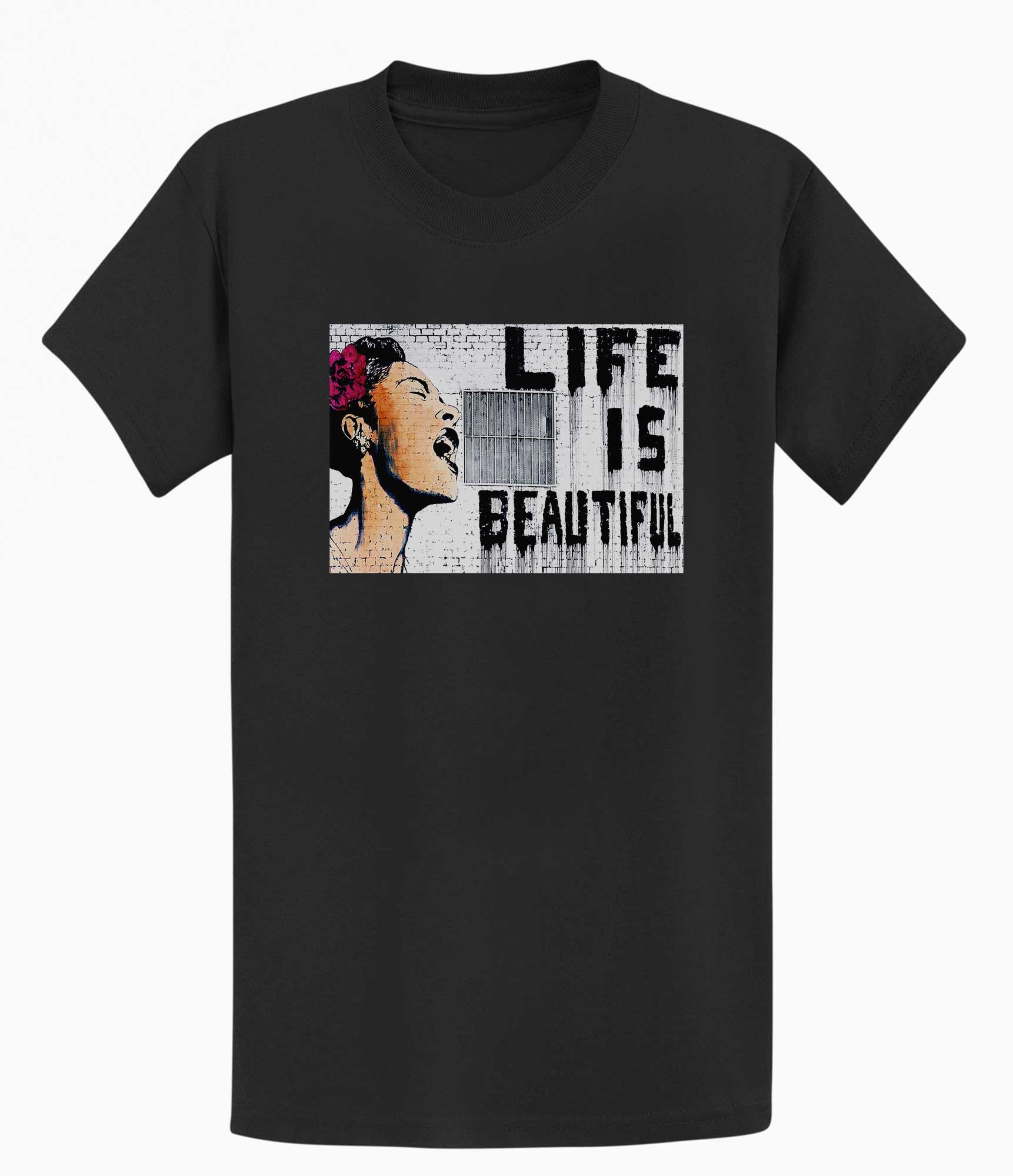 Image of Banksy Men's T-shirt - Life is Beautiful Banksy-Apparel
