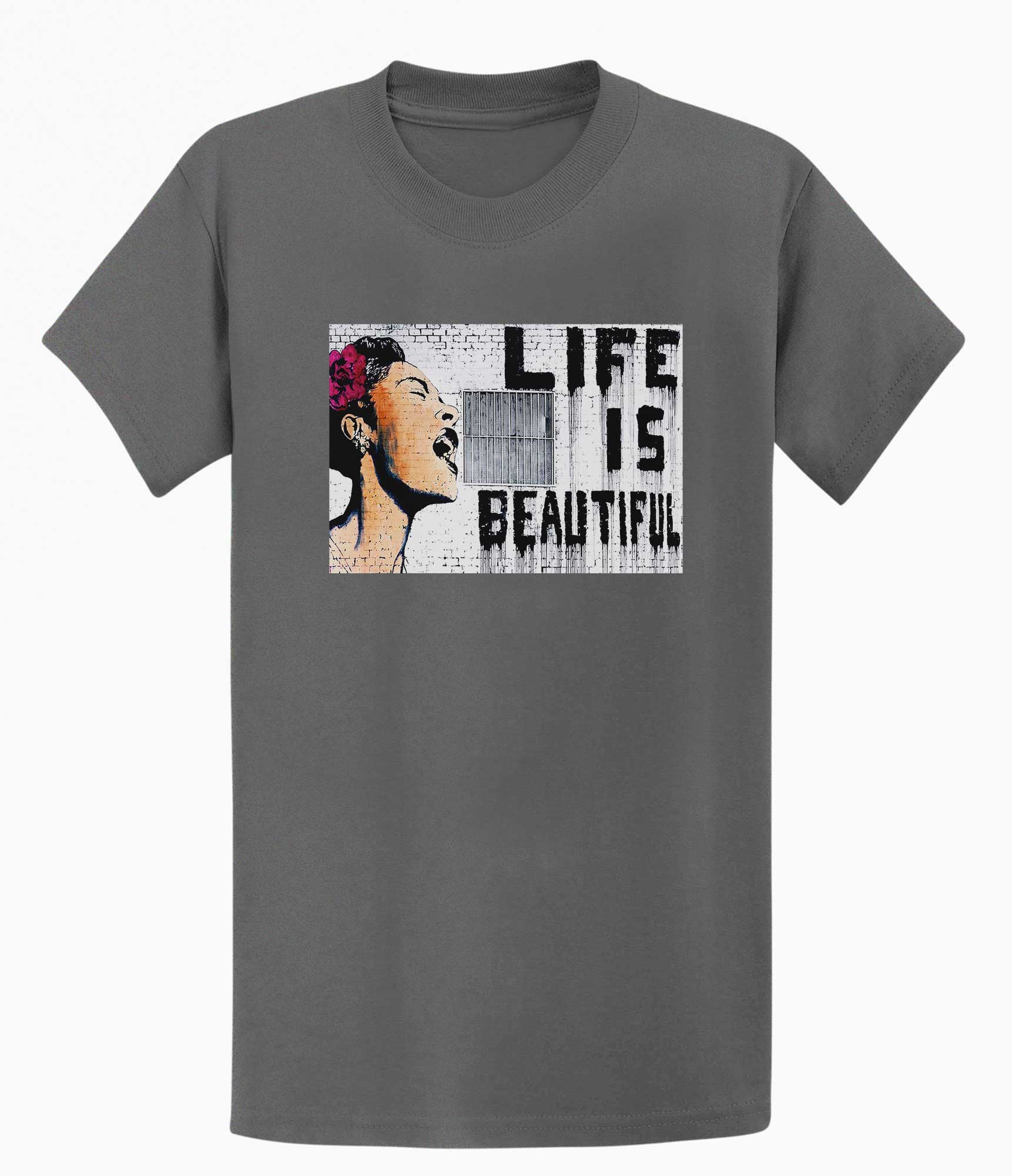 Image of Banksy Men's T-shirt - Life is Beautiful Banksy-Apparel