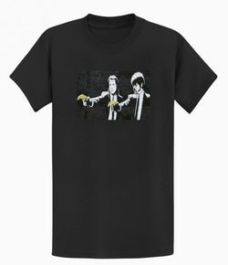 Image of Banksy Mens T-shirt - Pulp Fiction Banana Gun