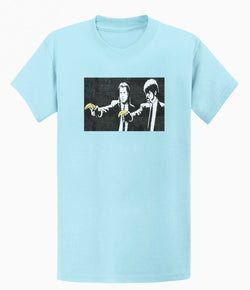 Image of Banksy Mens T-shirt - Pulp Fiction Banana Gun
