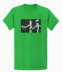 Image of Banksy Mens T-shirt - Pulp Fiction Banana Gun