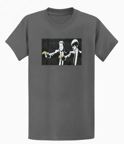 Image of Banksy Mens T-shirt - Pulp Fiction Banana Gun