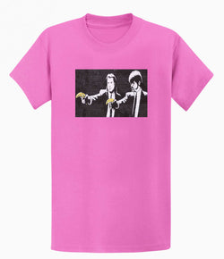 Image of Banksy Mens T-shirt - Pulp Fiction Banana Gun