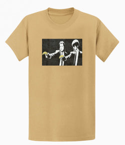 Image of Banksy Mens T-shirt - Pulp Fiction Banana Gun