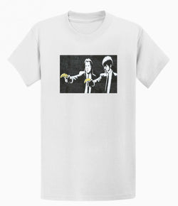 Image of Banksy Mens T-shirt - Pulp Fiction Banana Gun