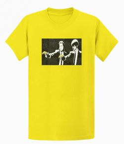 Image of Banksy Mens T-shirt - Pulp Fiction Banana Gun