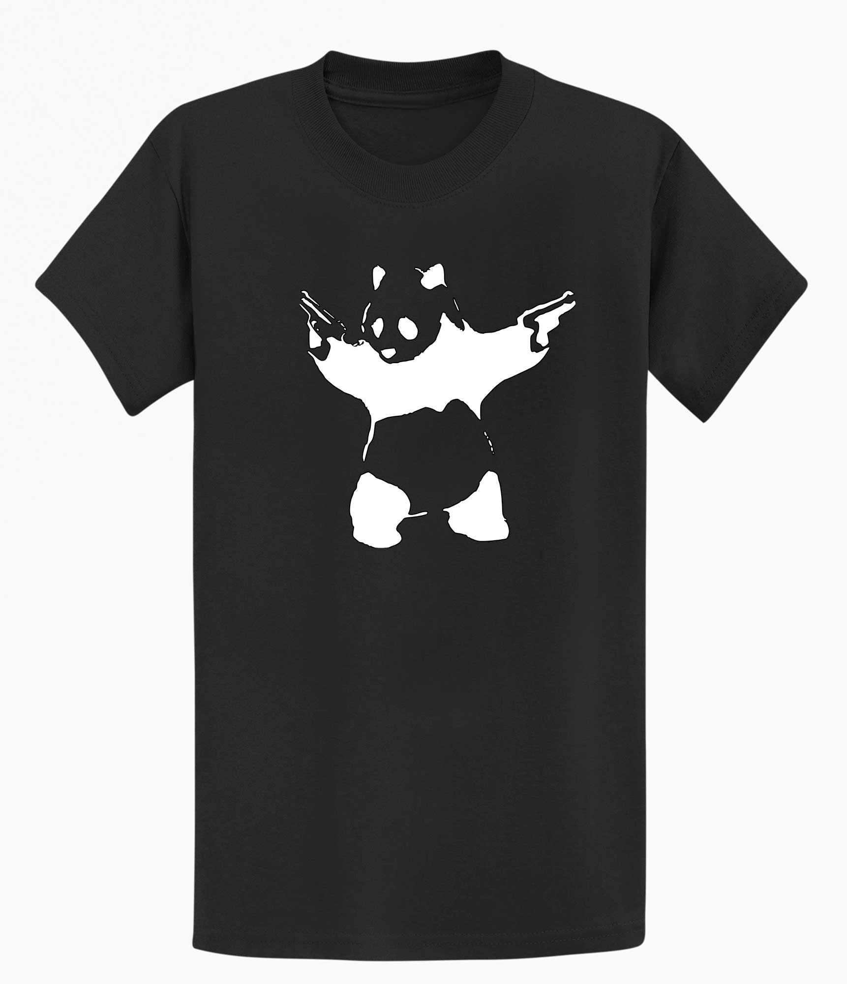 Image of Banksy Mens T-shirt - Panda with a Gun Banksy-Apparel