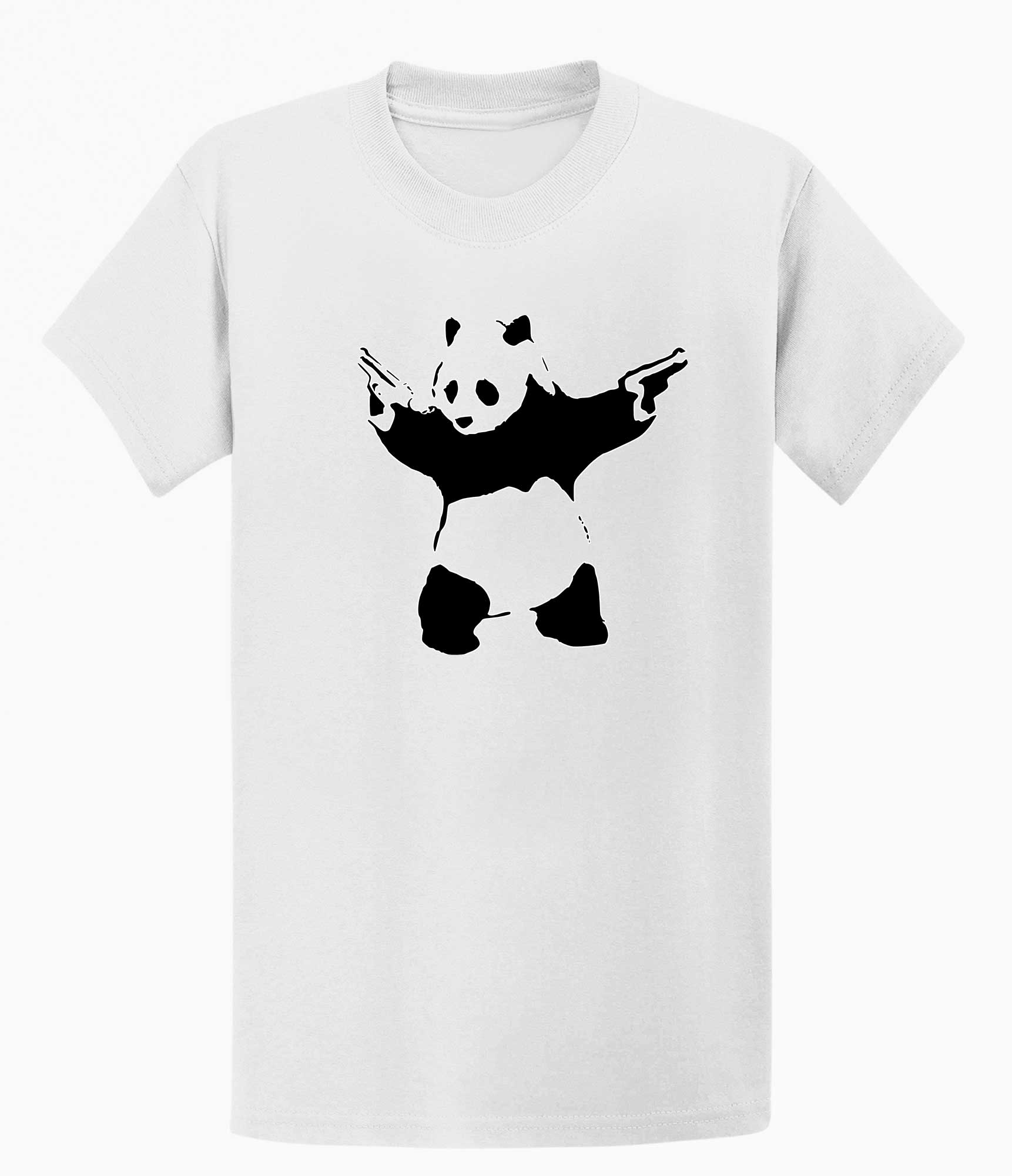 Image of Banksy Mens T-shirt - Panda with a Gun Banksy-Apparel