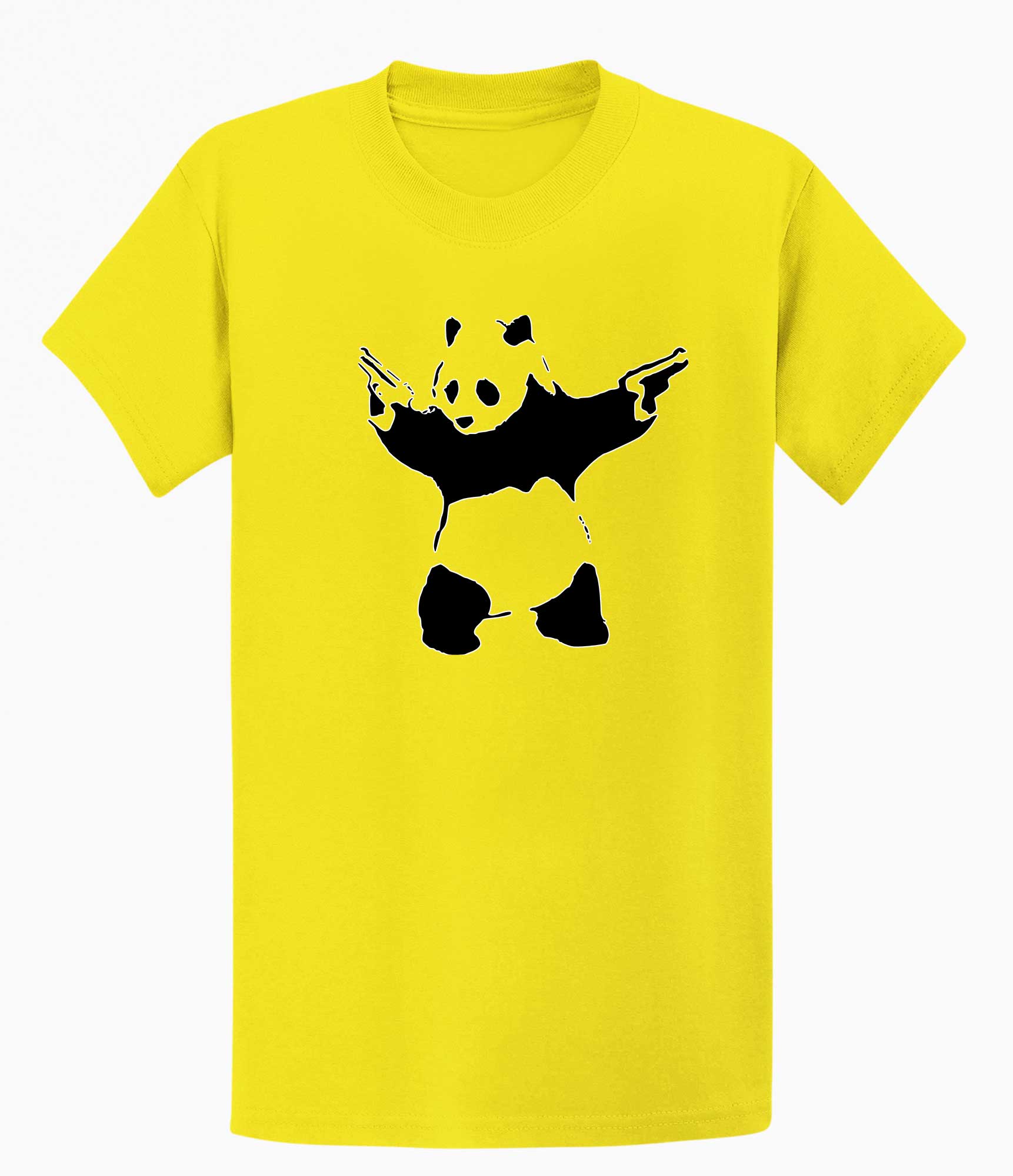 Image of Banksy Mens T-shirt - Panda with a Gun Banksy-Apparel