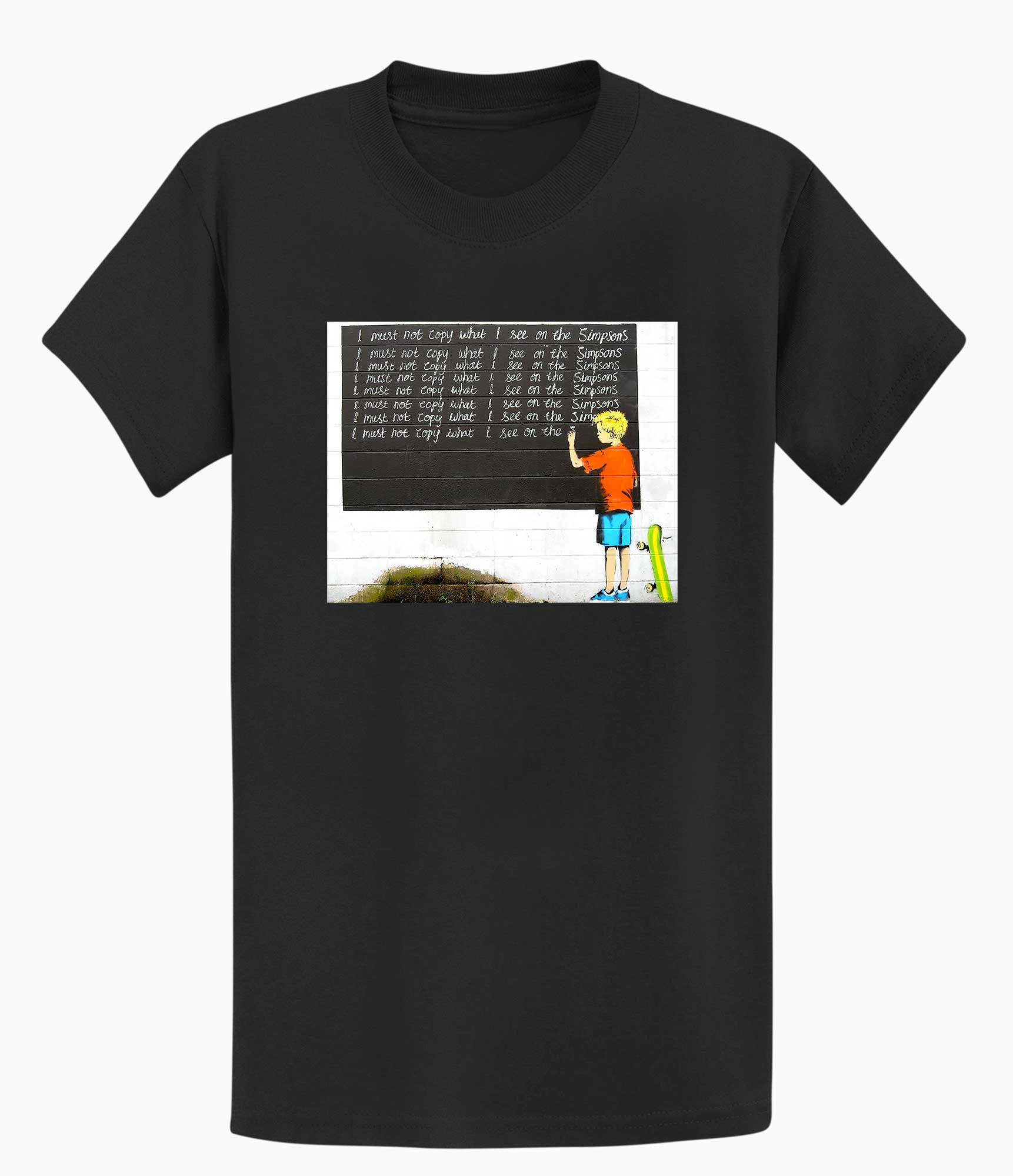 Image of Banksy T-shirt - I Must Not Copy What I See on Simpsons Banksy-Apparel