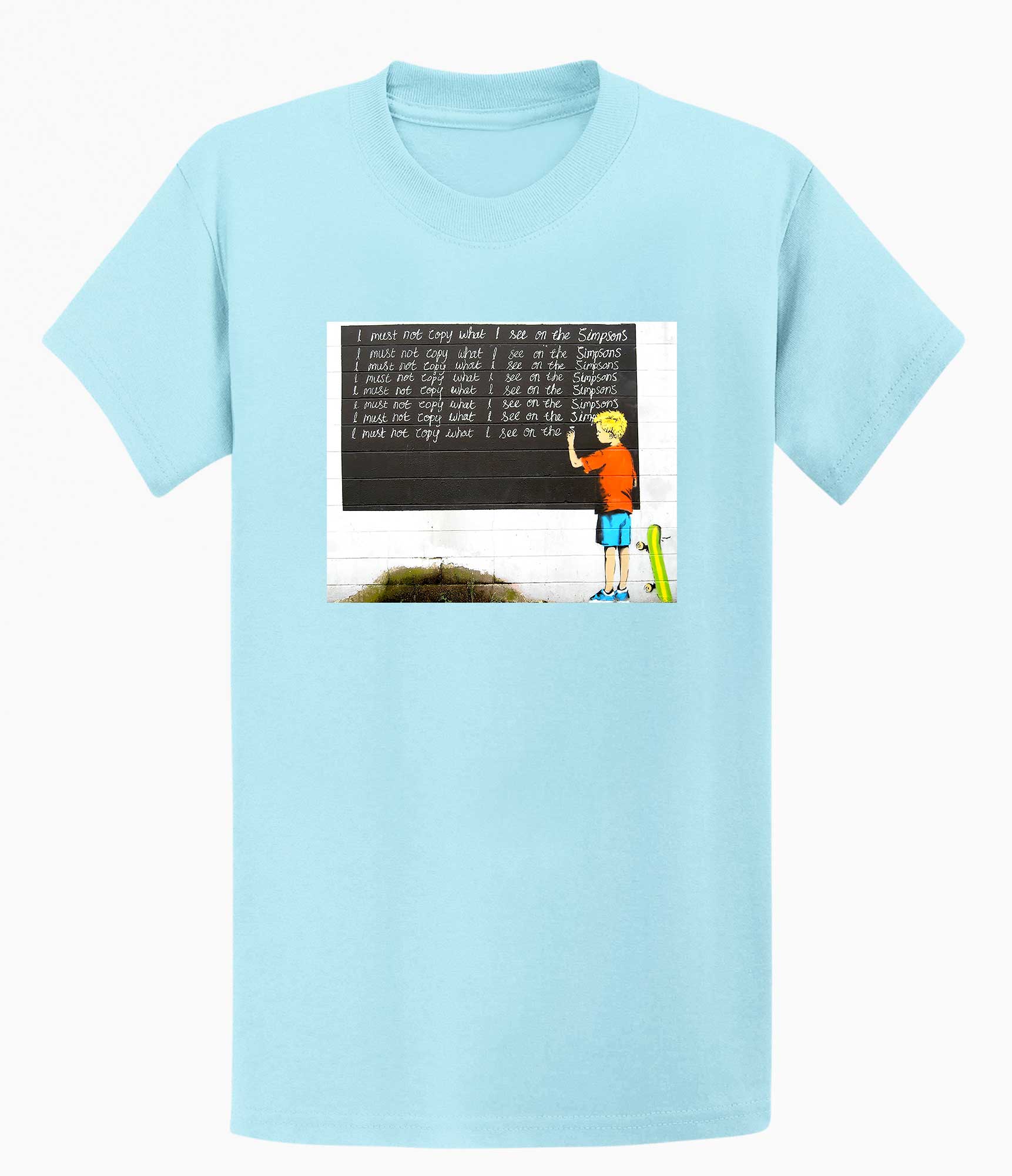 Image of Banksy T-shirt - I Must Not Copy What I See on Simpsons Banksy-Apparel