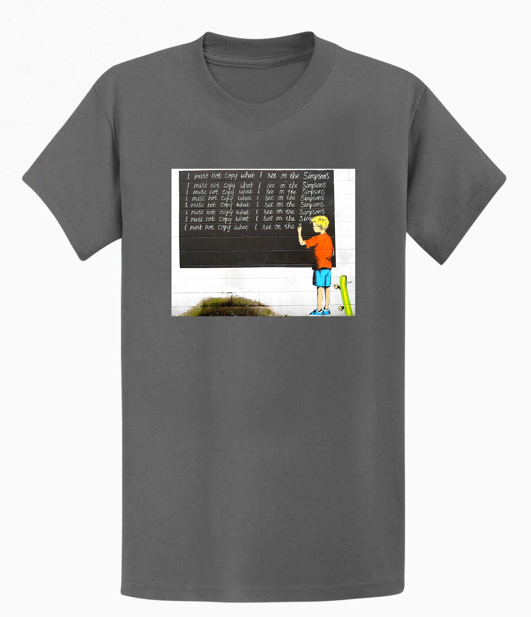 Image of Banksy T-shirt - I Must Not Copy What I See on Simpsons Banksy-Apparel