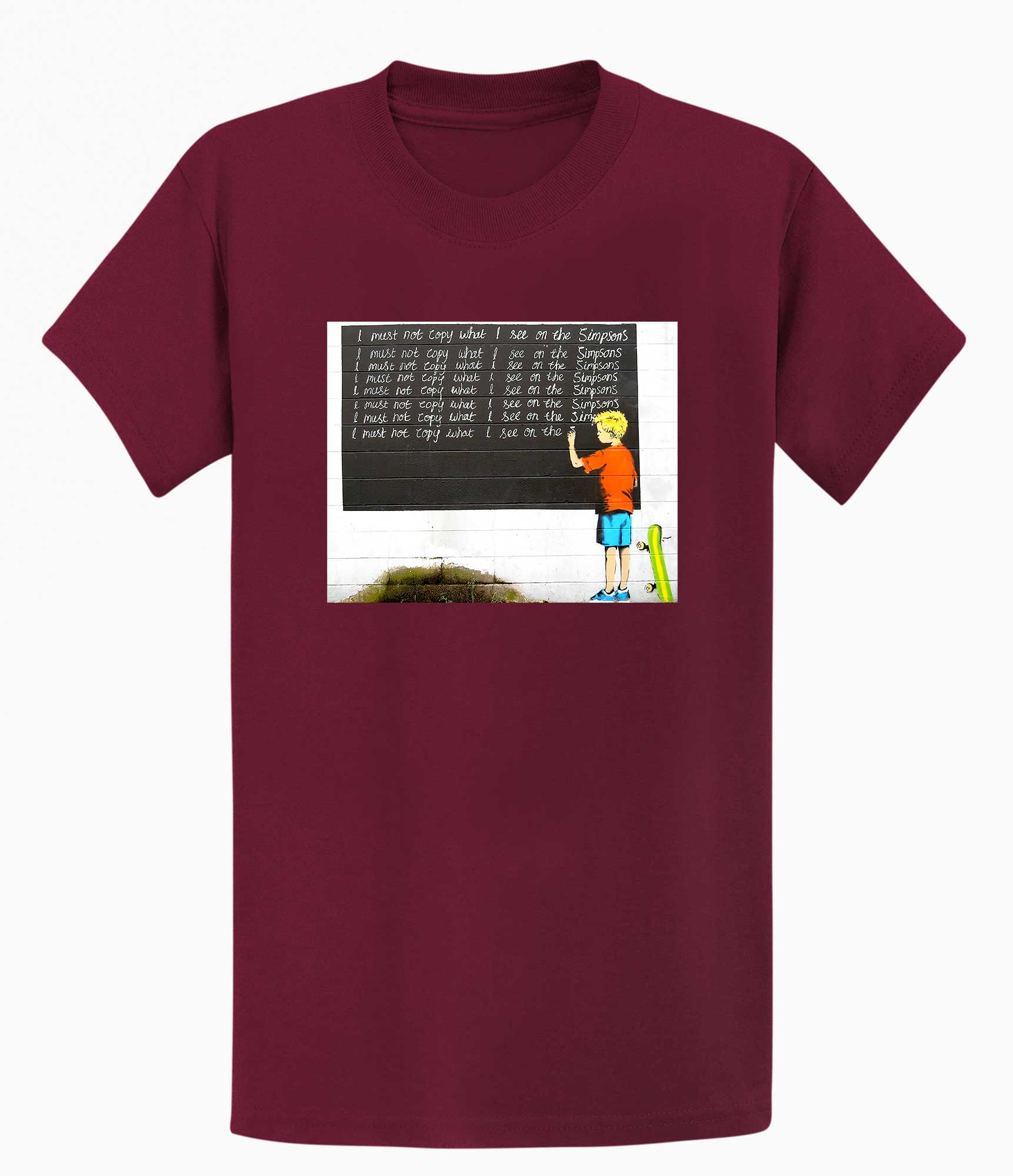 Image of Banksy T-shirt - I Must Not Copy What I See on Simpsons Banksy-Apparel