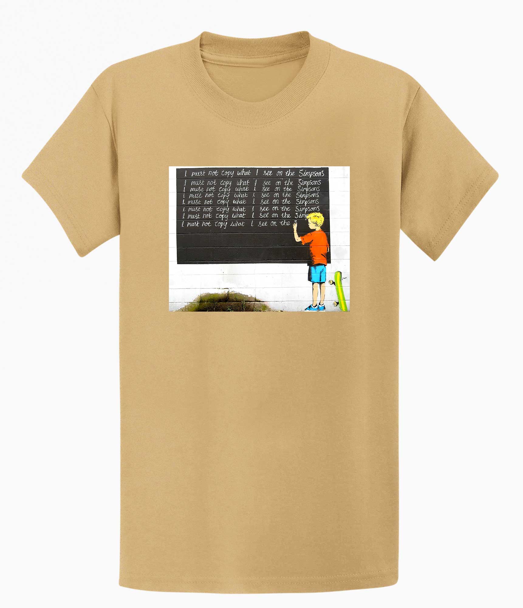 Image of Banksy T-shirt - I Must Not Copy What I See on Simpsons Banksy-Apparel