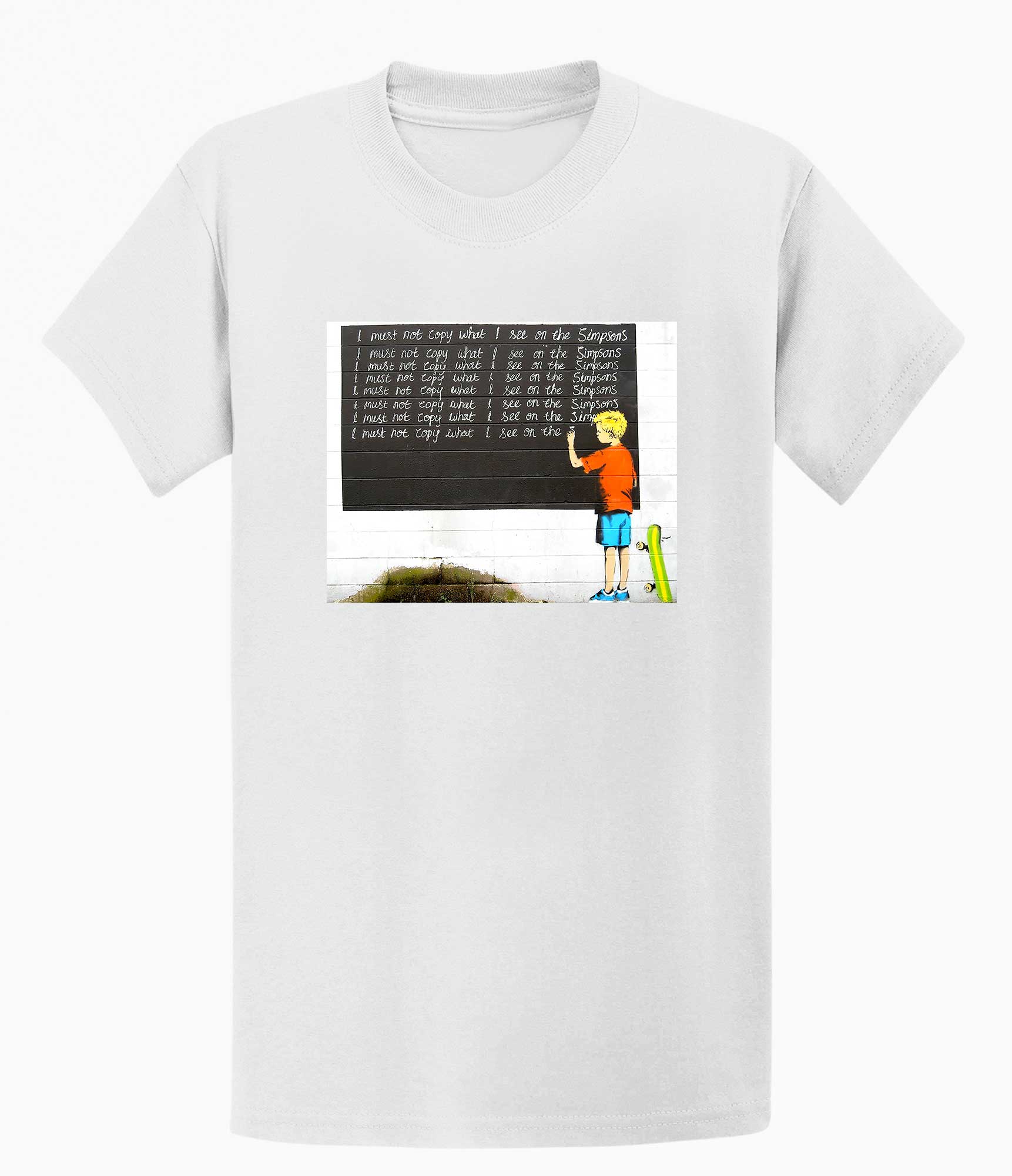 Image of Banksy T-shirt - I Must Not Copy What I See on Simpsons Banksy-Apparel