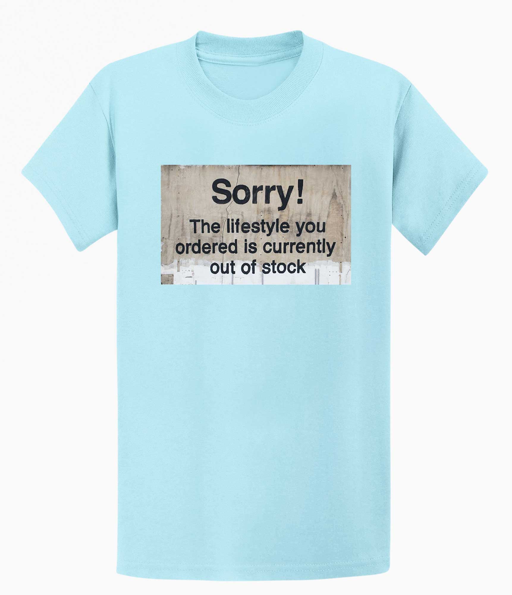 Image of Banksy Sorry Out of Stock Men's T-shirt Banksy-Apparel