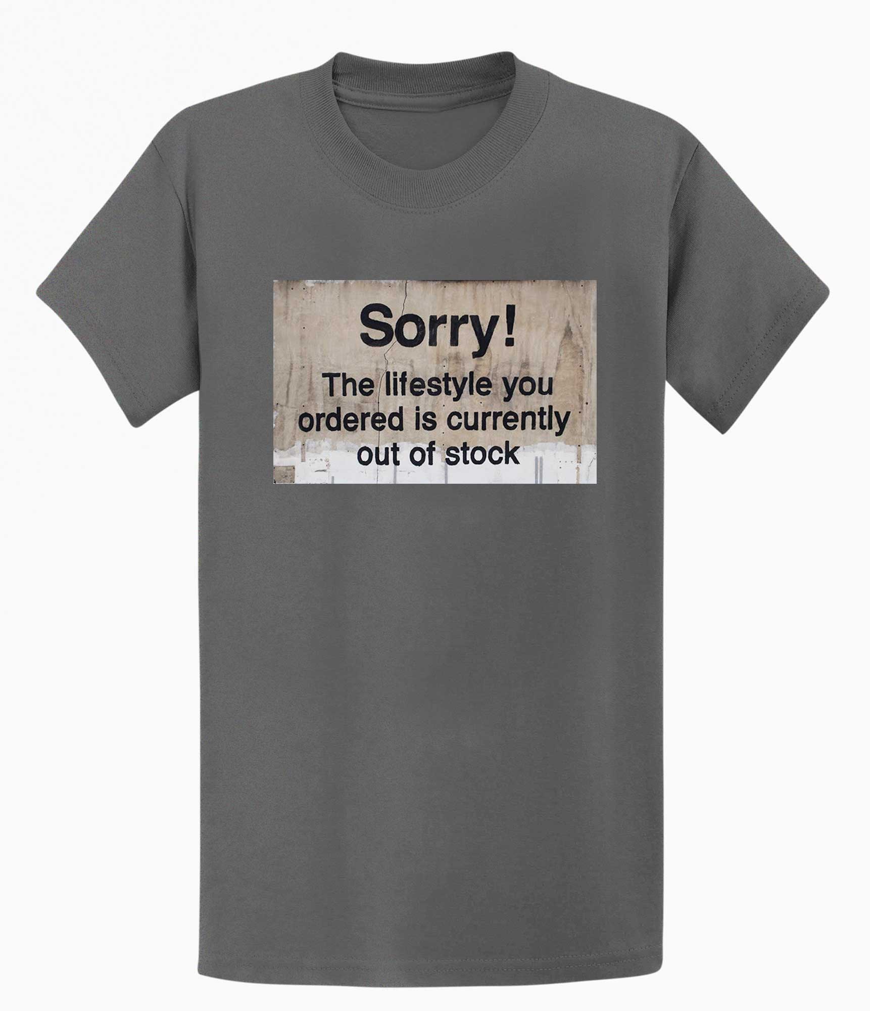 Image of Banksy Sorry Out of Stock Men's T-shirt Banksy-Apparel
