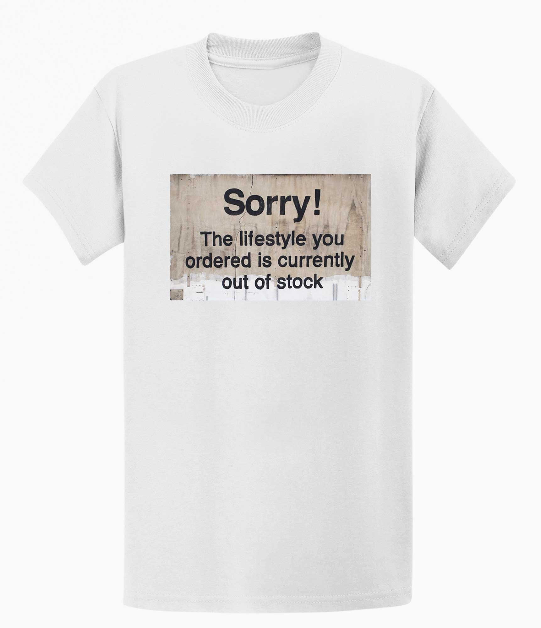 Image of Banksy Sorry Out of Stock Men's T-shirt Banksy-Apparel