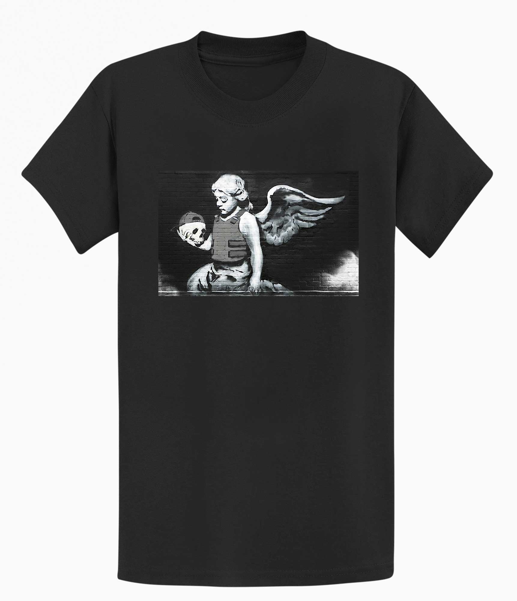 Image of Banksy Men's T-shirt - Angel with Skull Banksy-Apparel