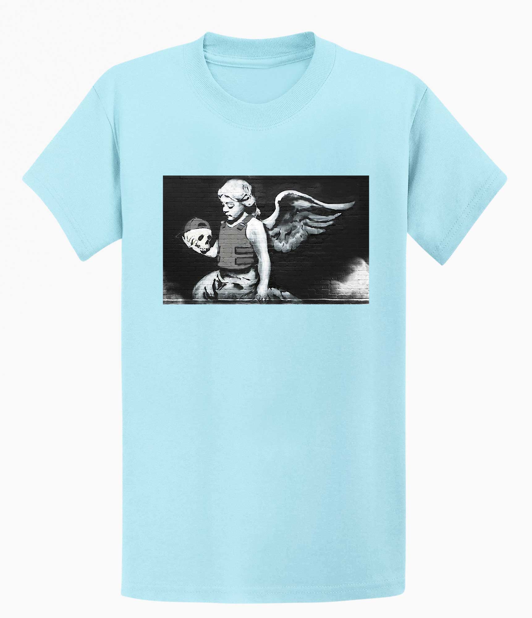 Image of Banksy Men's T-shirt - Angel with Skull Banksy-Apparel