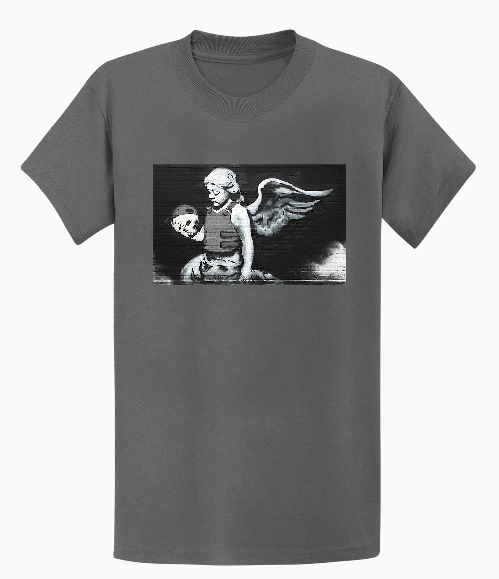 Image of Banksy Men's T-shirt - Angel with Skull Banksy-Apparel