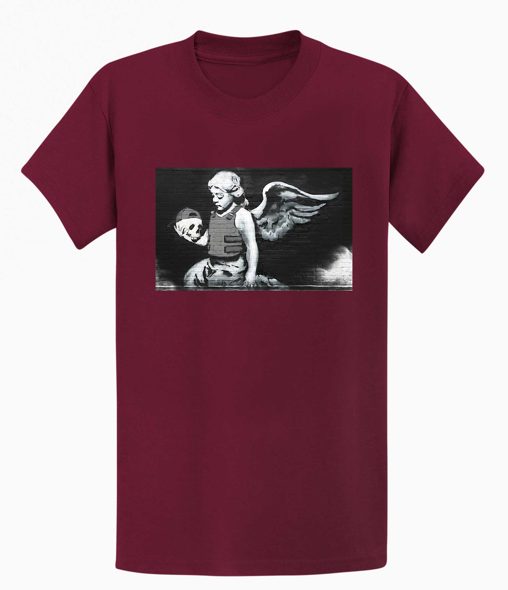 Image of Banksy Men's T-shirt - Angel with Skull Banksy-Apparel