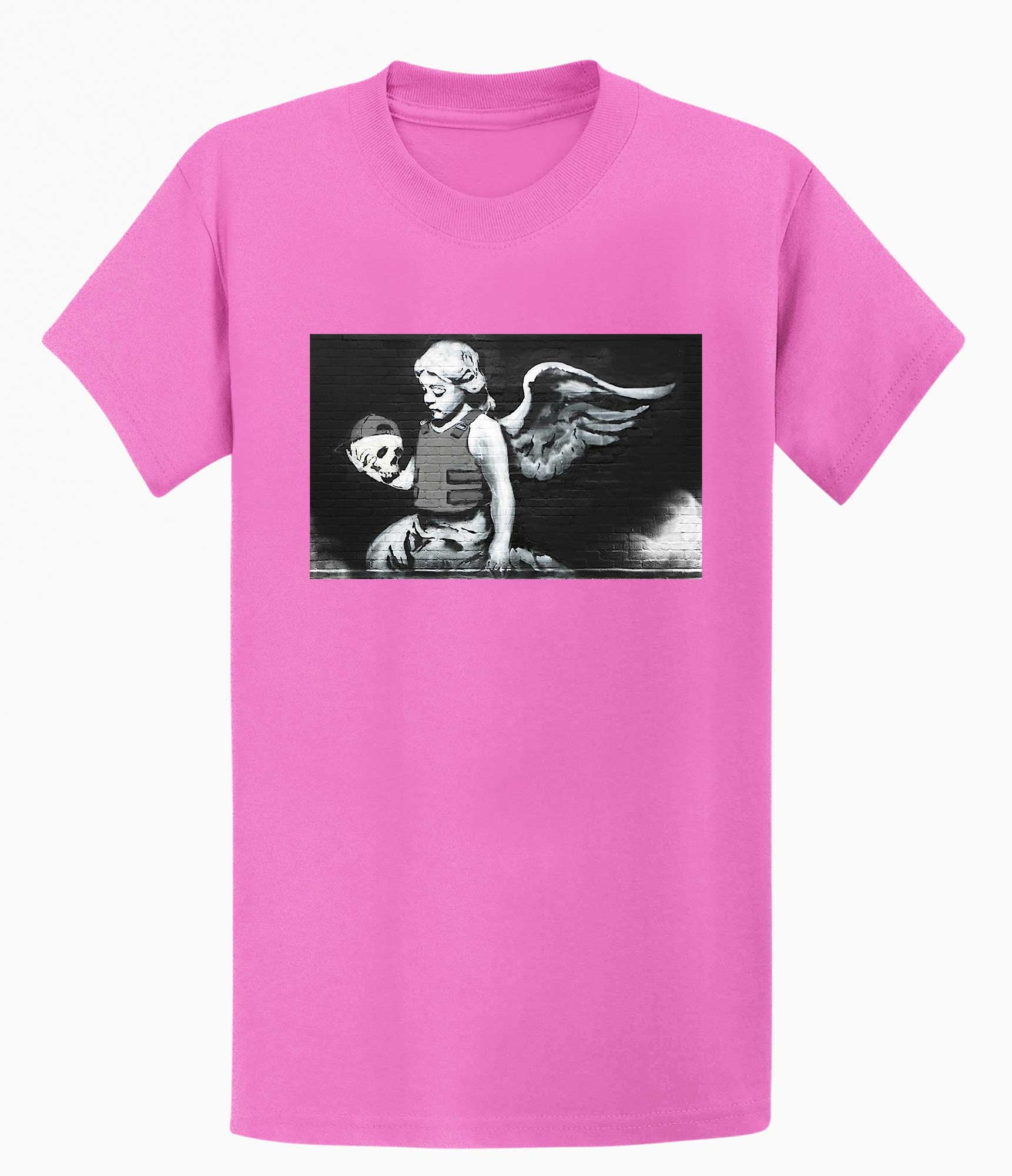 Image of Banksy Men's T-shirt - Angel with Skull Banksy-Apparel