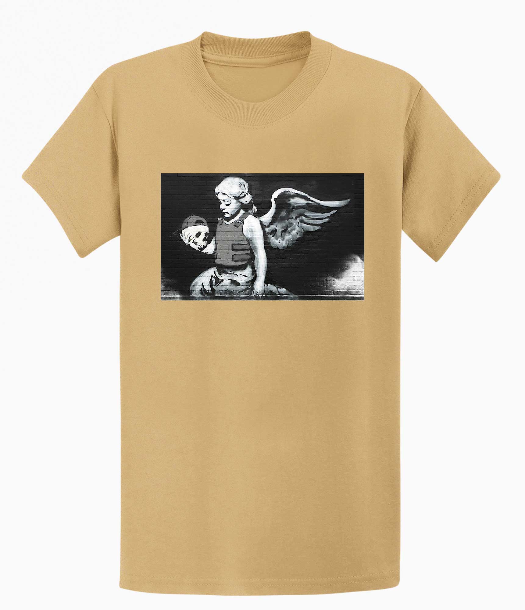 Image of Banksy Men's T-shirt - Angel with Skull Banksy-Apparel