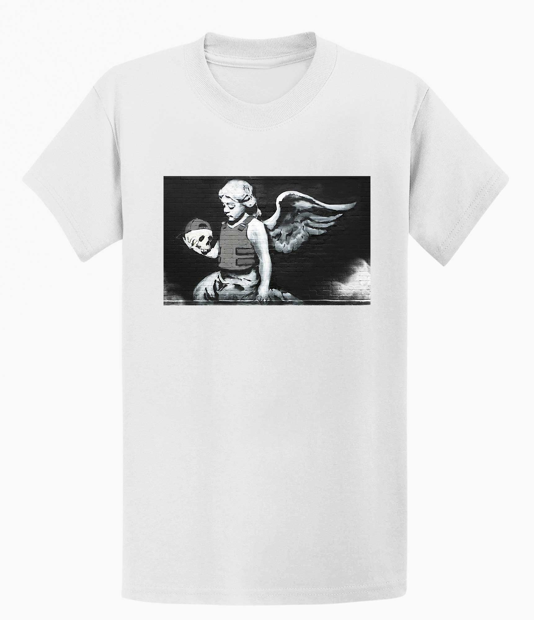 Image of Banksy Men's T-shirt - Angel with Skull Banksy-Apparel