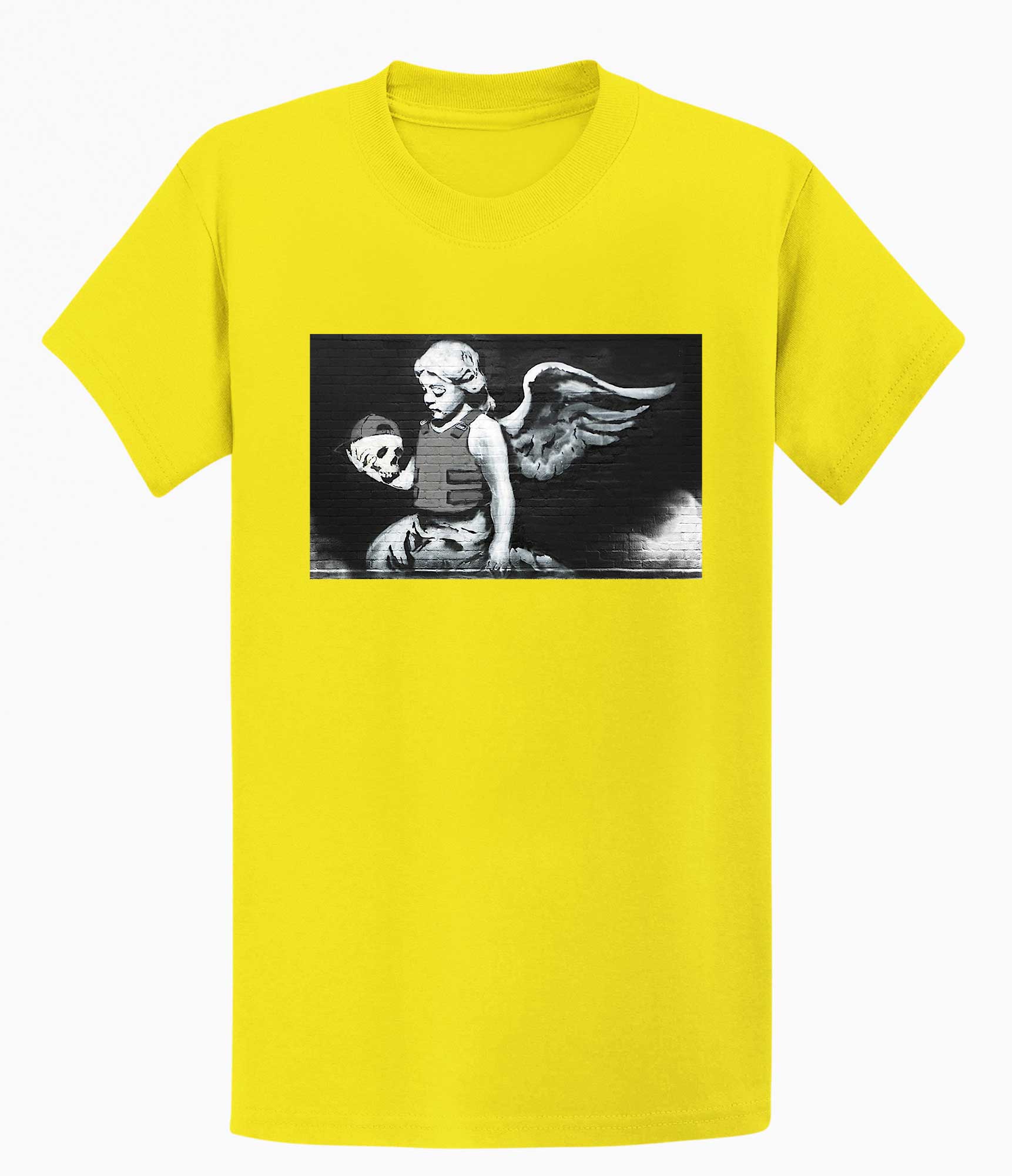 Image of Banksy Men's T-shirt - Angel with Skull Banksy-Apparel