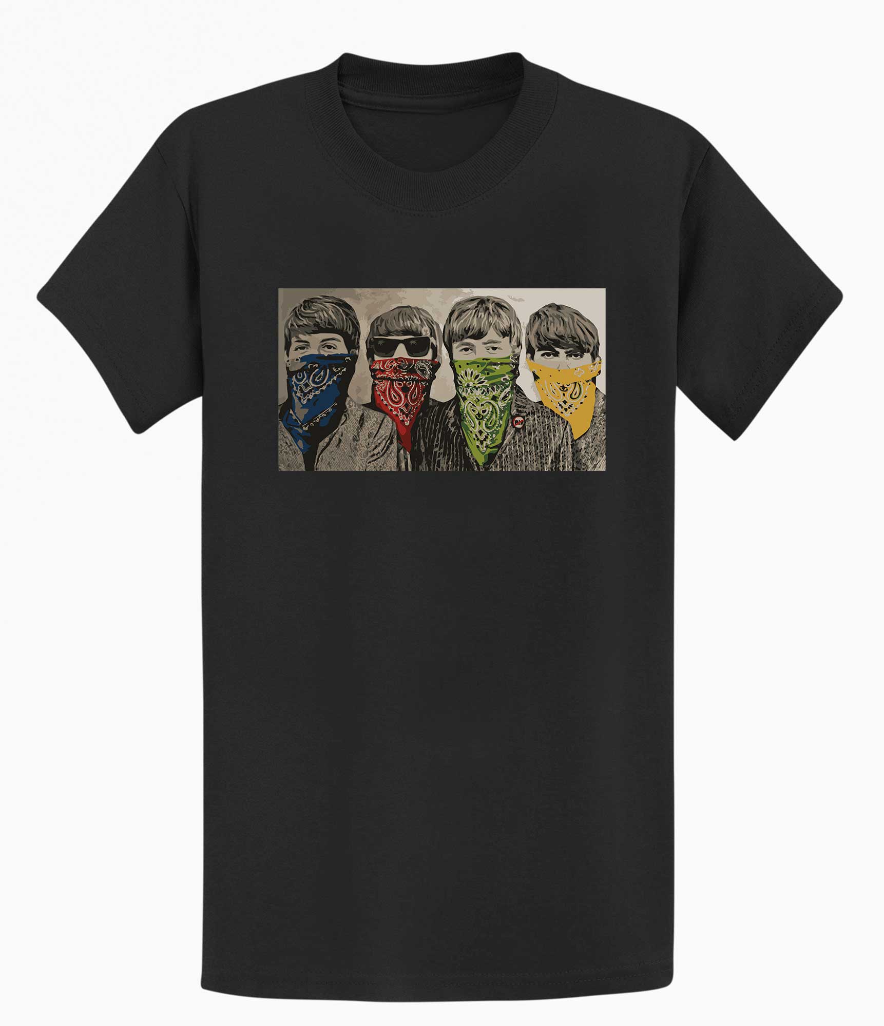 Image of Banksy Unisex T-shirt  - Beatles with Bandanas Banksy-Apparel