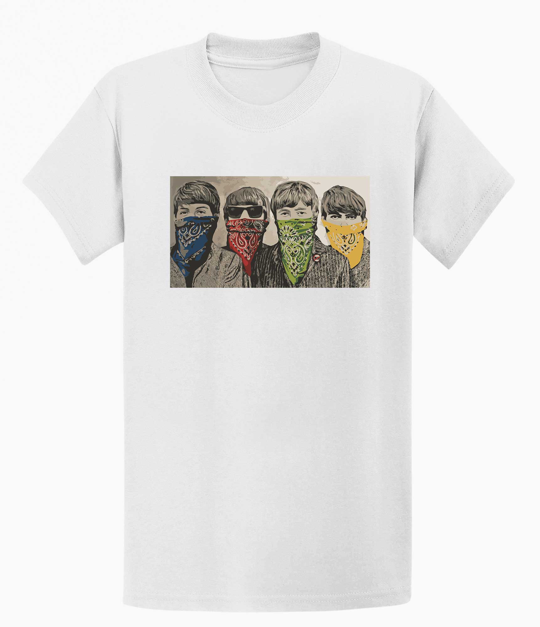 Image of Banksy Unisex T-shirt  - Beatles with Bandanas Banksy-Apparel