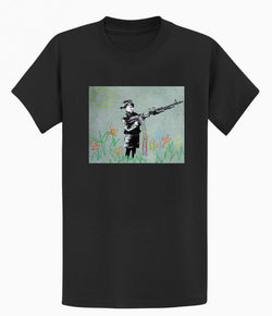 Image of Banksy Unisex T-Shirt - Banksy Boy With machine gun
