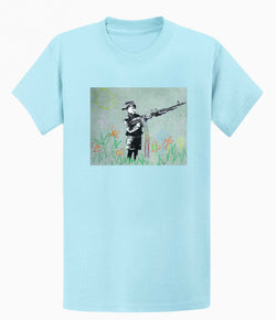 Image of Banksy Unisex T-Shirt - Banksy Boy With machine gun