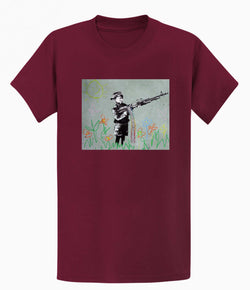Image of Banksy Unisex T-Shirt - Banksy Boy With machine gun