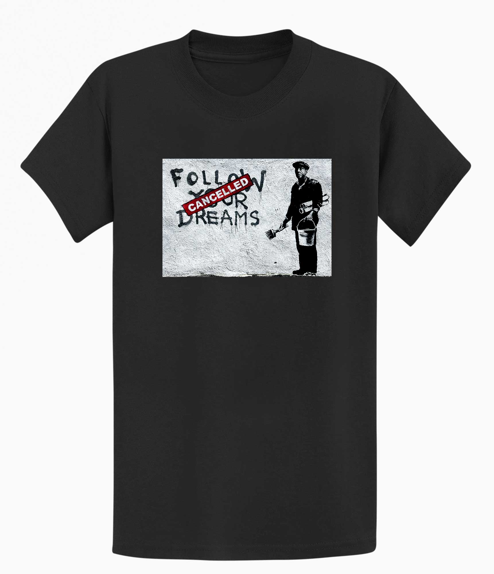 Image of Banksy T-shirt - Follow Your Dreams/Cancelled Banksy-Apparel