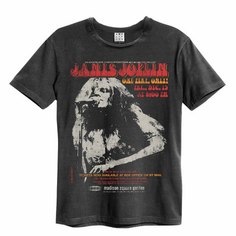 Image of Janis Joplin Amplified Charcoal T-shirt