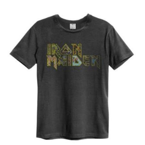 Image of Iron Maiden Eddies Logo Amplified charcoal Men's T-shirt